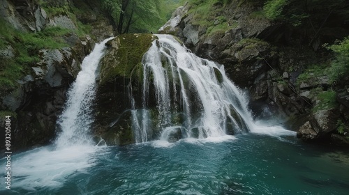 Serene Waterfall in a Lush Forest