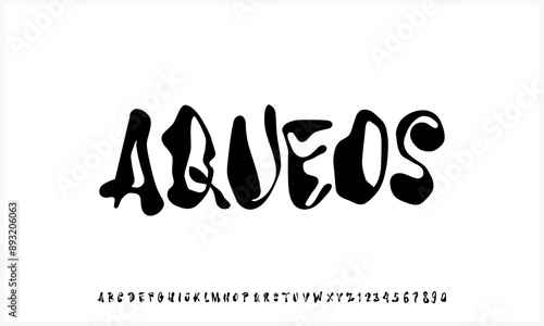 Creative Liquid Font Uppercase and Number. Lettering Minimal Fashion Designs. Typography modern fonts bubble concept. vector illustration
