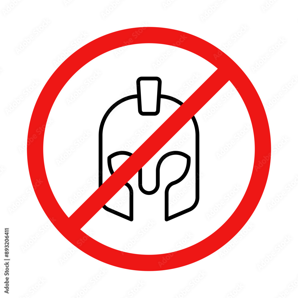 No Helmet Sign on White Background No Helmet Sign on White Background