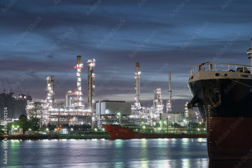 oil and gas refinery petrochemical factory at twilight, petroleum and chemical plant oil and gas refinery petrochemical factory at twilight, petroleum and chemical plant