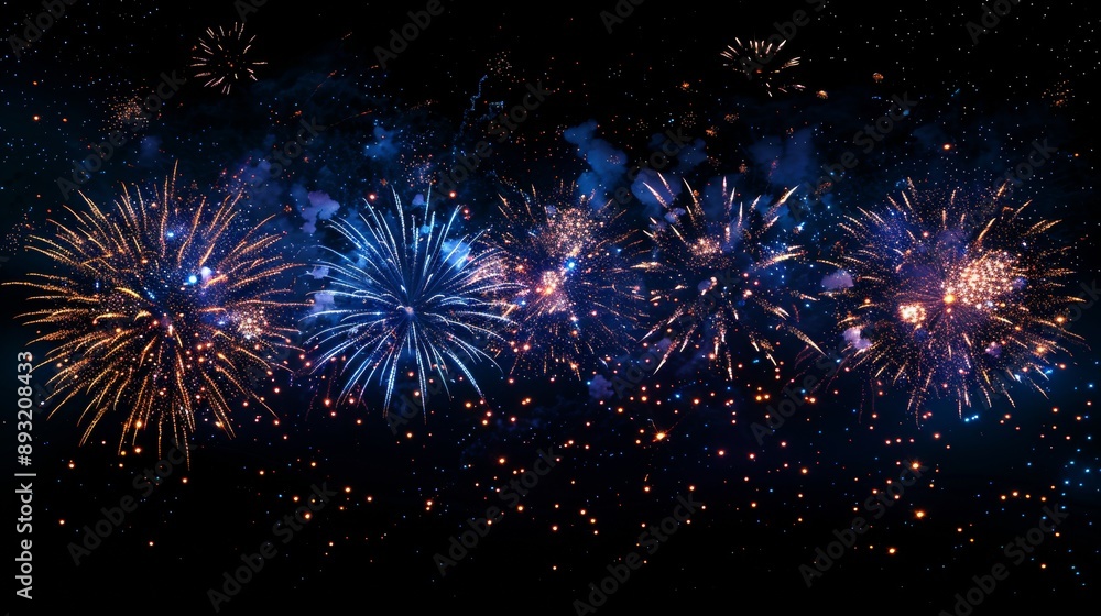 A Close up of Fireworks in the Sky With a Starry Sky Behind Them - Generative AI A Close up of Fireworks in the Sky With a Starry Sky Behind Them - Generative AI