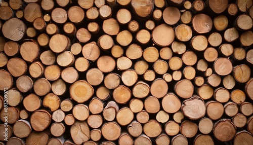 Winter's Fuel: Stack of Wood Logs in Storage"