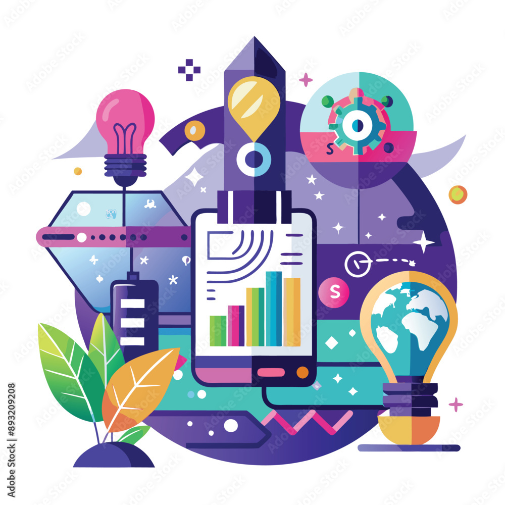 Obraz premium Business growth, development, innovation concept illustration.
