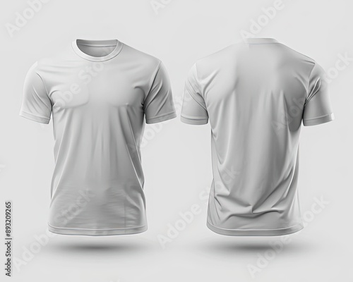 High-quality blank white t-shirt mockup showcasing front and back views with various angles, perfect for displaying designs, logos, or text for multipurpose use.