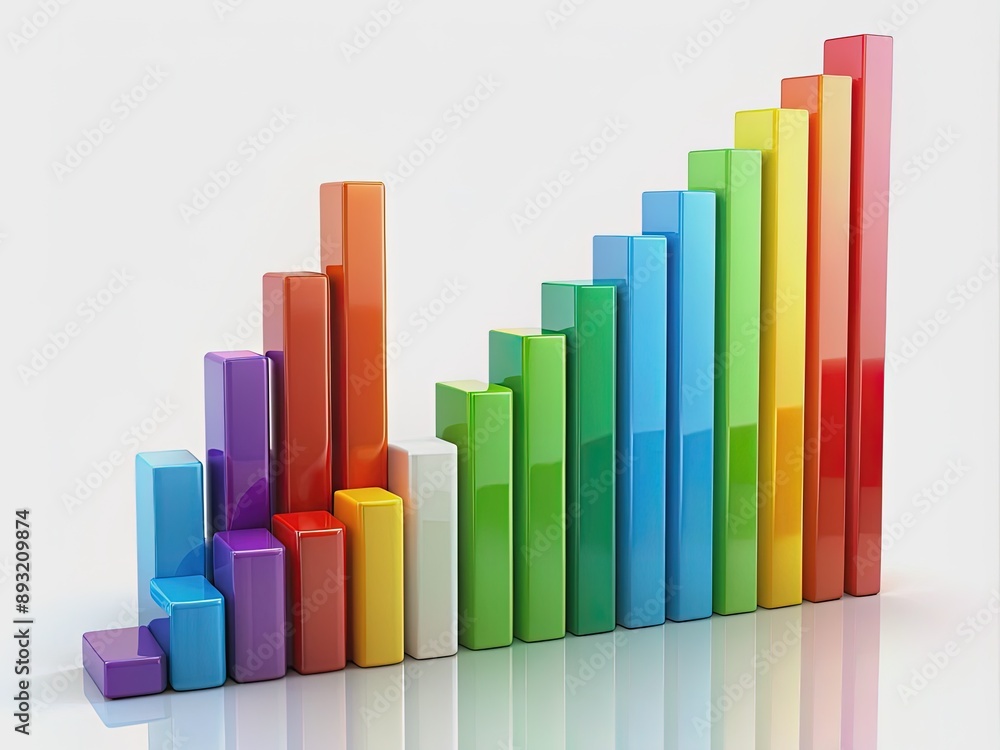Vibrant colorful bars rise from a clean white background, showcasing categorized statistical data on x and y axes, highlighting trends and comparisons. Vibrant colorful bars rise from a clean white background, showcasing categorized statistical data on x and y axes, highlighting trends and comparisons.