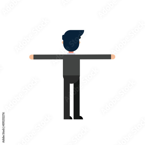 Man stretch out hands, flat design vector illustration