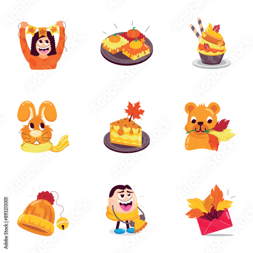 WeSet of Harvest Season Flat Stickers 

b