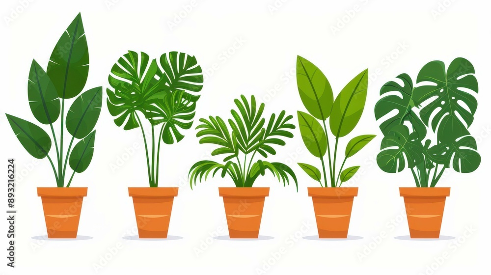Fototapeta premium Explore a stylish collection of potted plants perfect for enhancing your home decor with trendy, vibrant indoor greenery.