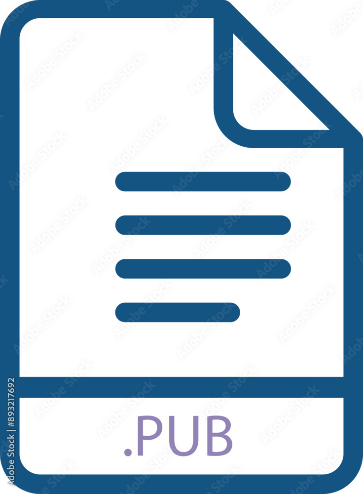 PUB File minimal icon with symbol PUB File minimal icon with symbol
