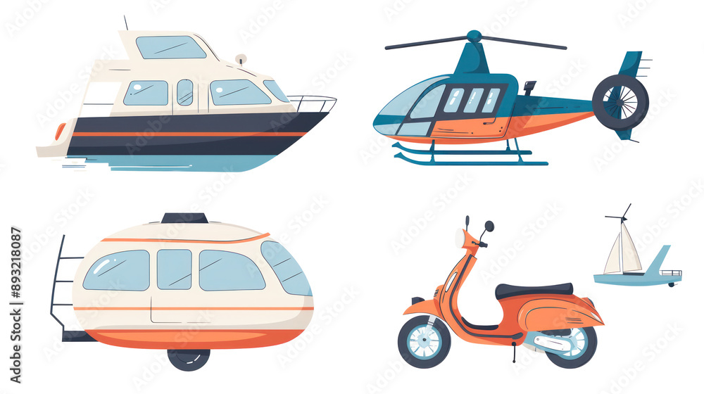 A minimalist vector icon set of transportation A minimalist vector icon set of transportation