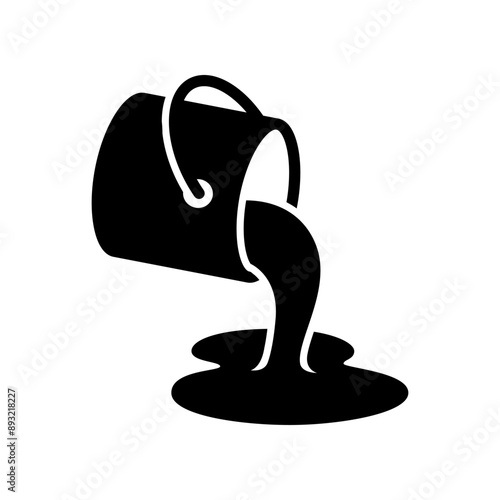 Bucket spilling icon isolated on white background.