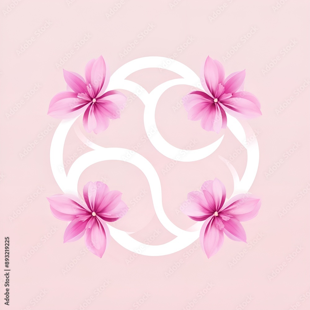 Fototapeta premium pink flower logo background. Generative ai