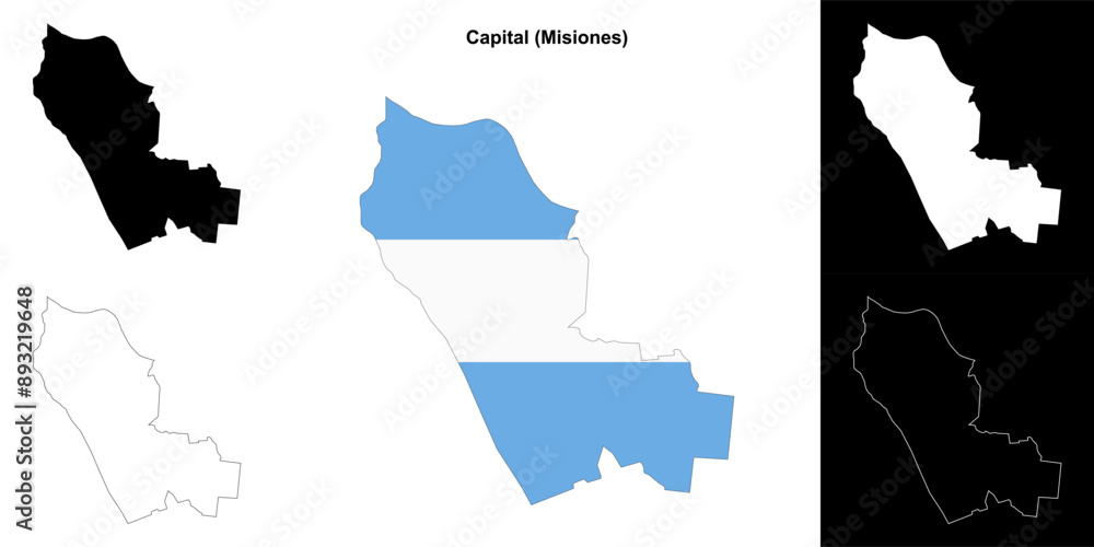 Fototapeta premium Capital department (Misiones) outline map set