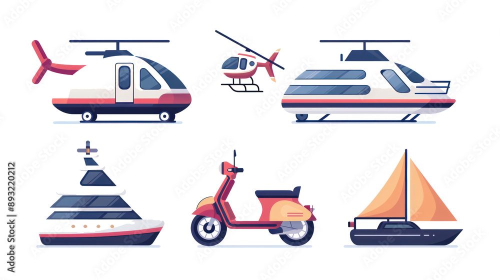 A minimalist vector icon set of transportation A minimalist vector icon set of transportation