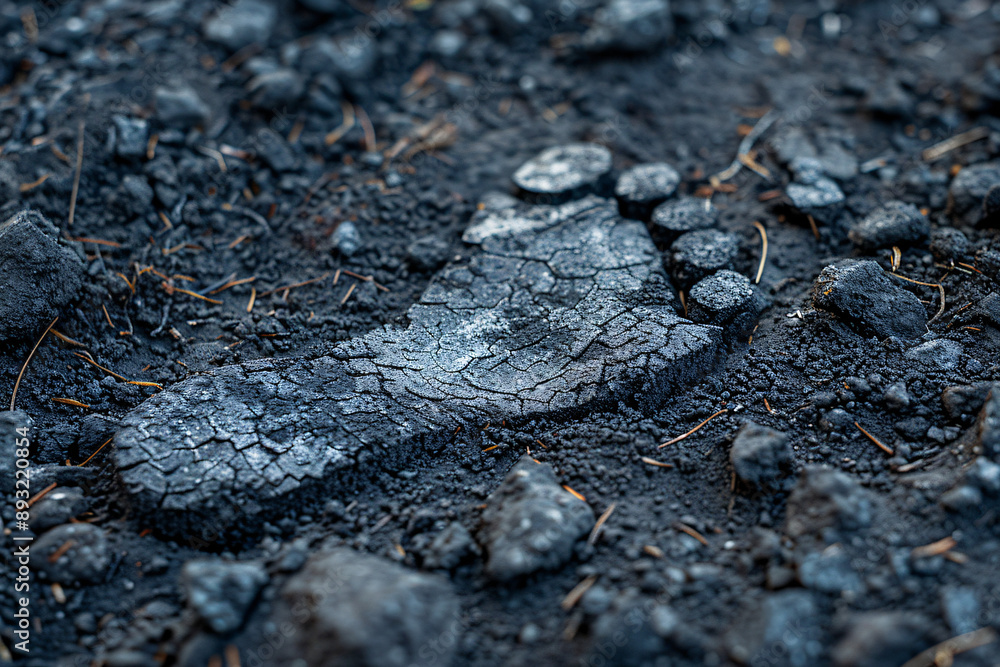 Image of coal dust with carbon footprint concept, representing the environmental impact of coal and CO2 emissions. Image of coal dust with carbon footprint concept, representing the environmental impact of coal and CO2 emissions.