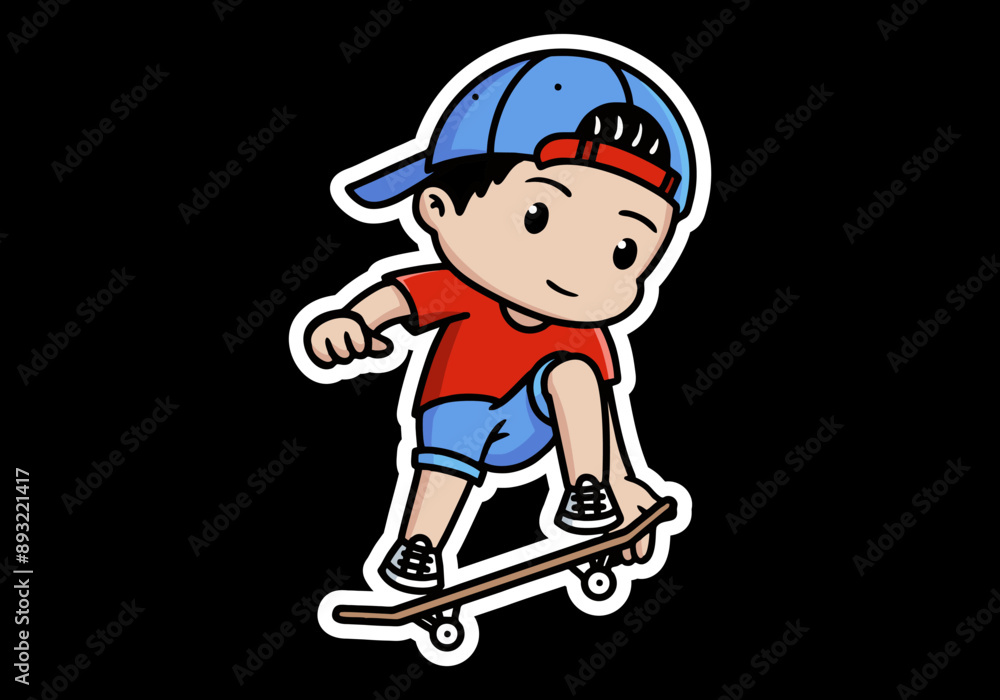 Mascot character illustration of a boy jumping on the skateboard Mascot character illustration of a boy jumping on the skateboard