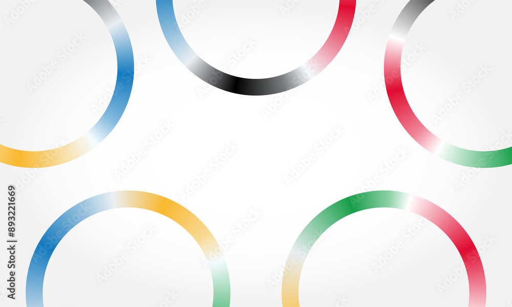 Abstract olympic background. Five rings of different colors with gradient, frame, space for text Abstract olympic background. Five rings of different colors with gradient, frame, space for text