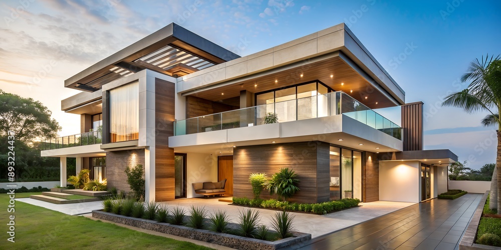 Luxury modern Indian house designed with a focus on sustainable materials Generative AI Luxury modern Indian house designed with a focus on sustainable materials Generative AI