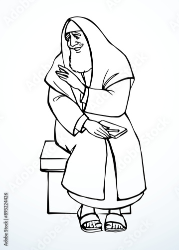 Vector drawing. Old jewish man