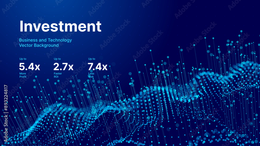 Naklejka premium Business Invest Finance Graph Chart of Stock Market Trading Blue Background. Digital Financial Investment Backdrop. Graph Stock Market Lines. Vector Illustration.