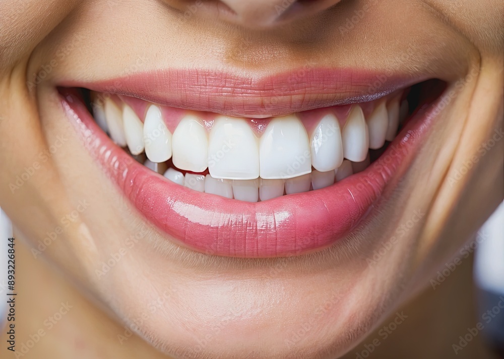 Perfectly aligned, pearly white teeth in a bright, even smile, showcasing ideal dental aesthetics, with subtle shine and healthy gums, in a close-up dental clinic setting. Perfectly aligned, pearly white teeth in a bright, even smile, showcasing ideal dental aesthetics, with subtle shine and healthy gums, in a close-up dental clinic setting.