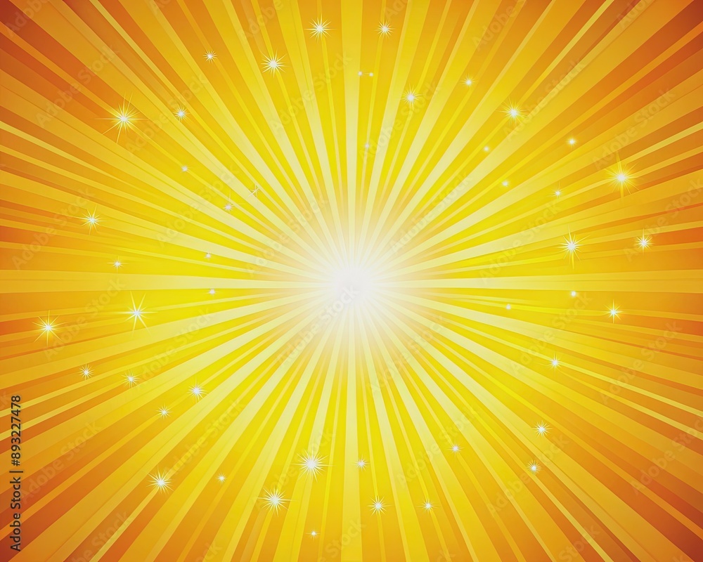 Vibrant yellow abstract illustration of a bright sunburst with radiant sun rays, creating a warm and energetic background with a retro futuristic feel. Vibrant yellow abstract illustration of a bright sunburst with radiant sun rays, creating a warm and energetic background with a retro futuristic feel.
