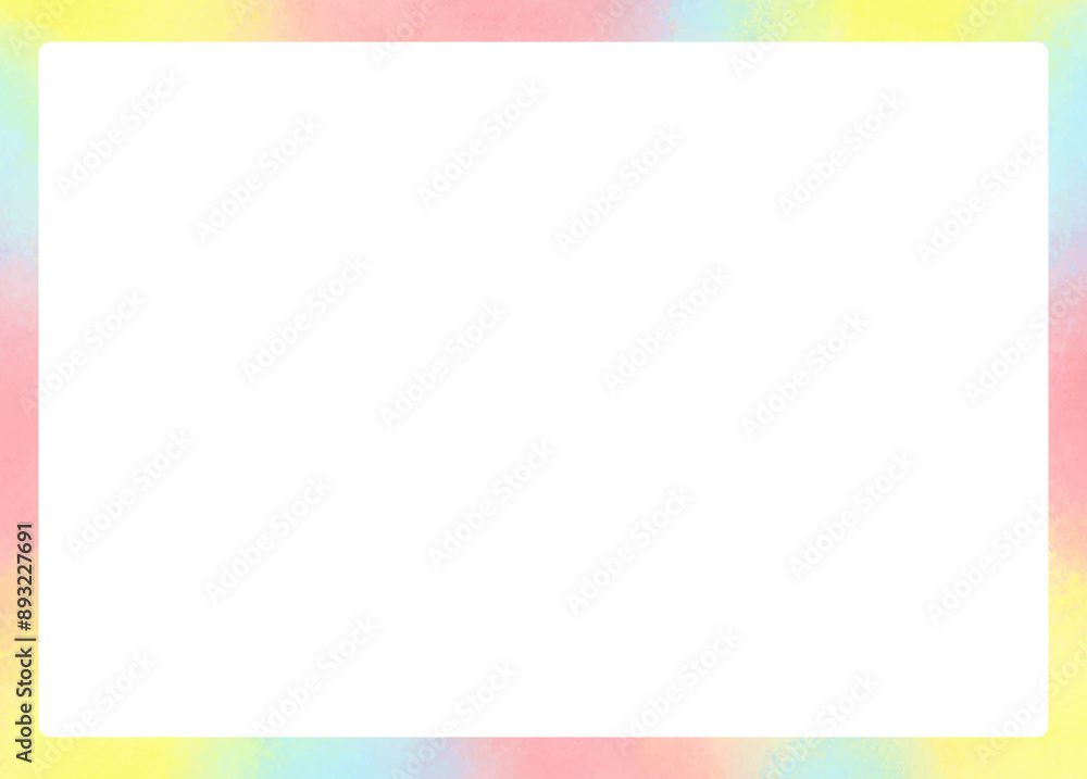 ふわふわしたレインボーカラフルフレーム_Fluffy rainbow colorful frame material ふわふわしたレインボーカラフルフレーム_Fluffy rainbow colorful frame material