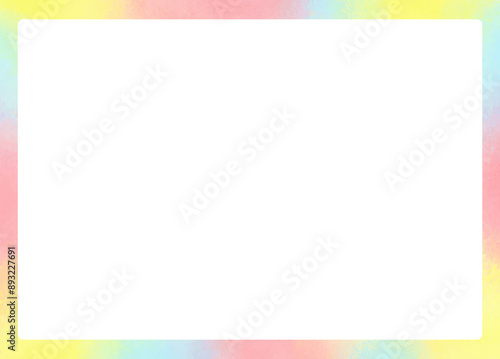 ふわふわしたレインボーカラフルフレーム_Fluffy rainbow colorful frame material