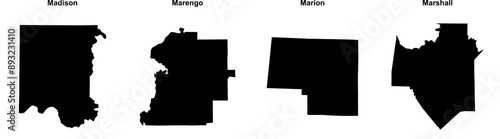 Madison, Marengo, Marion, Marshall outline maps