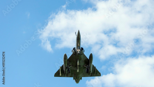 Mirage 2000 fighter bomber under cloudy sky in Netherlands