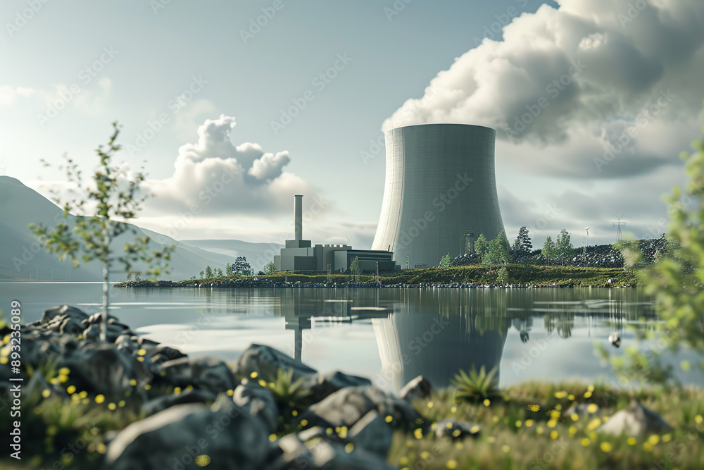Generative ai on theme of nuclear power plant made of huge smokestacks polluting the environment Generative ai on theme of nuclear power plant made of huge smokestacks polluting the environment