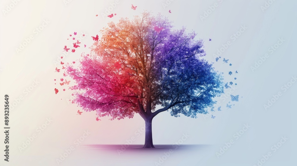 Obraz premium Unique and eye-catching tree graphic in beautiful colors, ideal for high-quality designs.