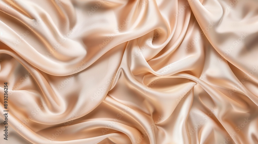Luxurious fabric, beautiful background with drapery and wavy ivory folds, is a smooth silk satin material. Luxurious fabric, beautiful background with drapery and wavy ivory folds, is a smooth silk satin material.