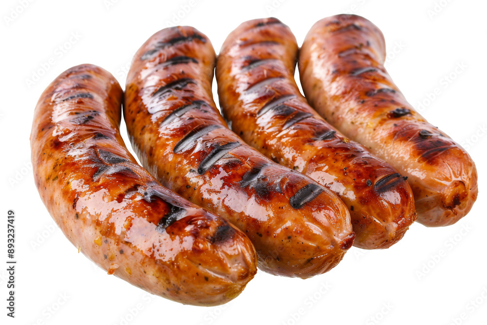 Roasted Pork Sausages isolated on background, delicious grilled bbq sausages for appetizer menu. Roasted Pork Sausages isolated on background, delicious grilled bbq sausages for appetizer menu.