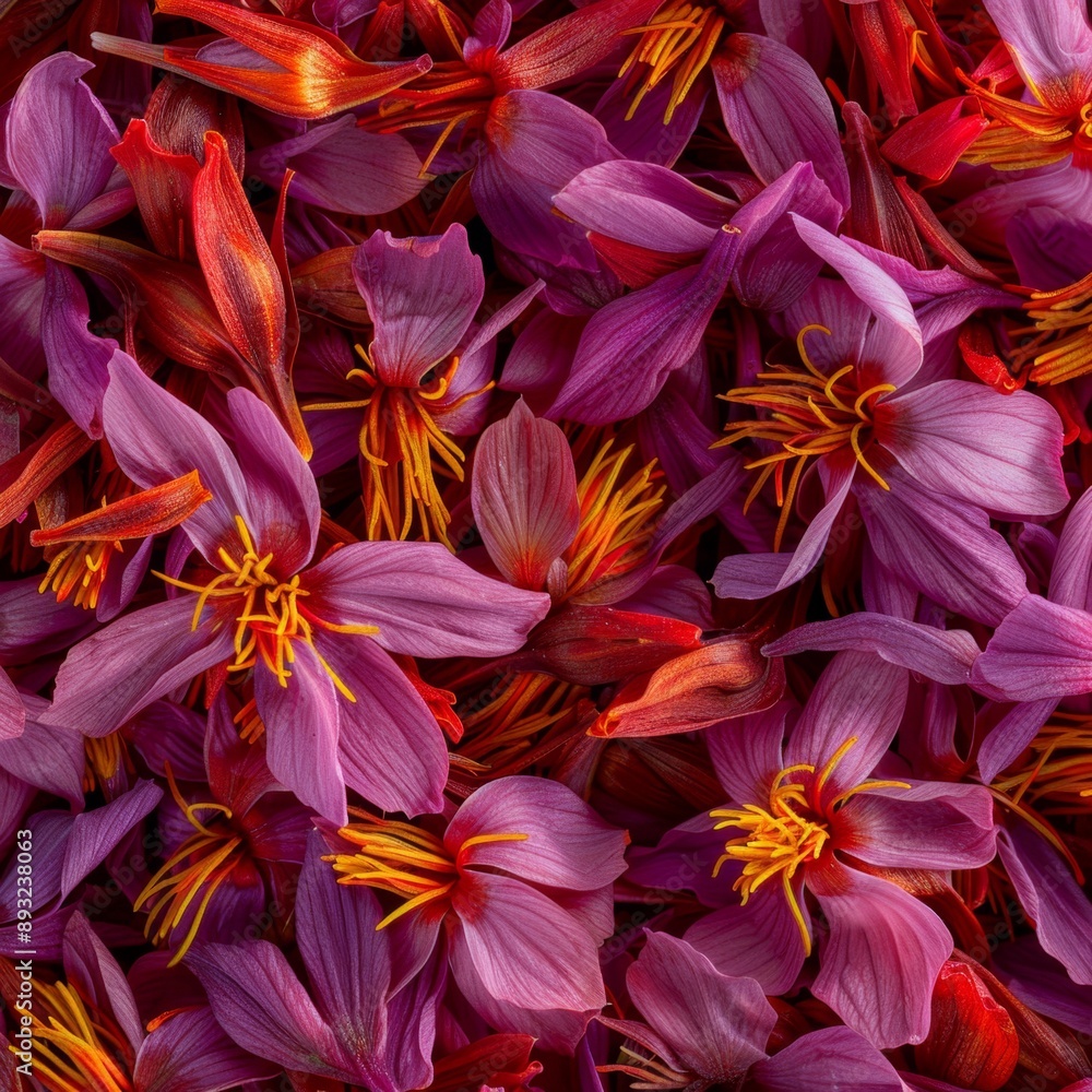 Saffron texture background, crocus sativus flowers pattern, dry herbal petals banner, aromatic herbs Saffron texture background, crocus sativus flowers pattern, dry herbal petals banner, aromatic herbs