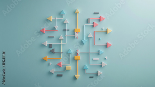 Colorful arrows on a light blue background representing diverse directions and choices in a conceptual diagram.