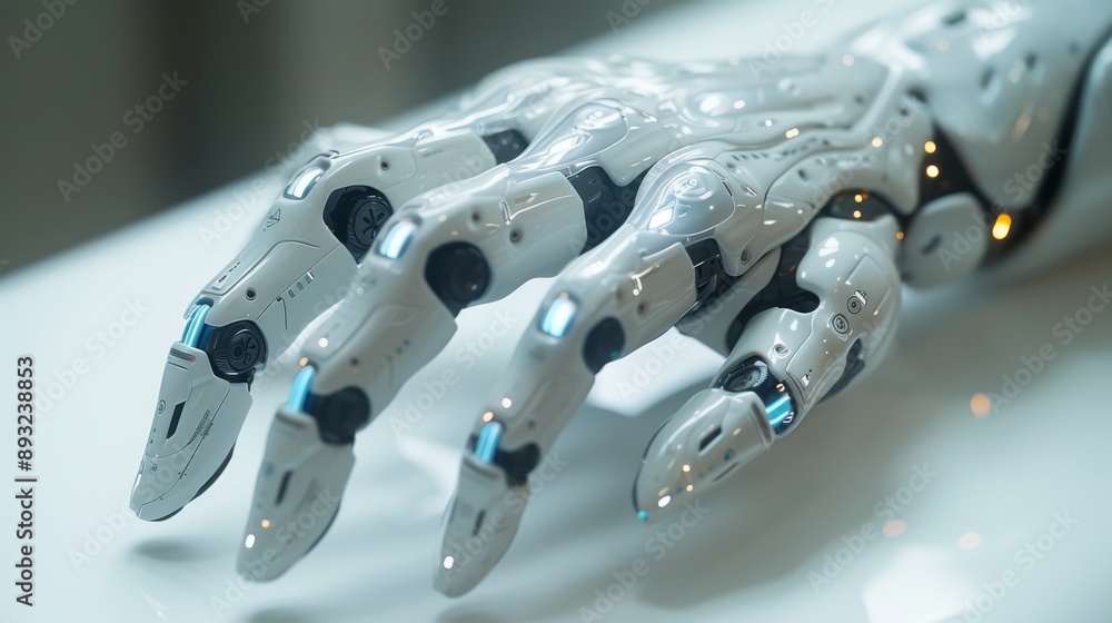 A Close up of a Robotic Hand With Glowing Lights on the End of It - Generative AI A Close up of a Robotic Hand With Glowing Lights on the End of It - Generative AI