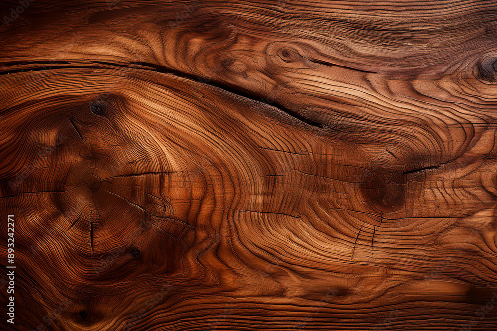 Naklejka premium Wood texture with beautiful patterns, close-up, natural background.