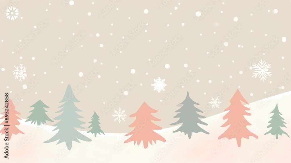 Winter Wonderland Illustration with Pastel Colors Winter Wonderland Illustration with Pastel Colors