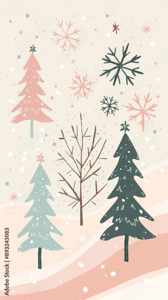 Winter Wonderland with Three Christmas Trees Winter Wonderland with Three Christmas Trees