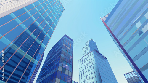 Wallpaper Mural A futuristic skyscraper with a sleek, reflective glass facade rising against a clear blue sky, showcasing modern urban architecture and advanced design Torontodigital.ca