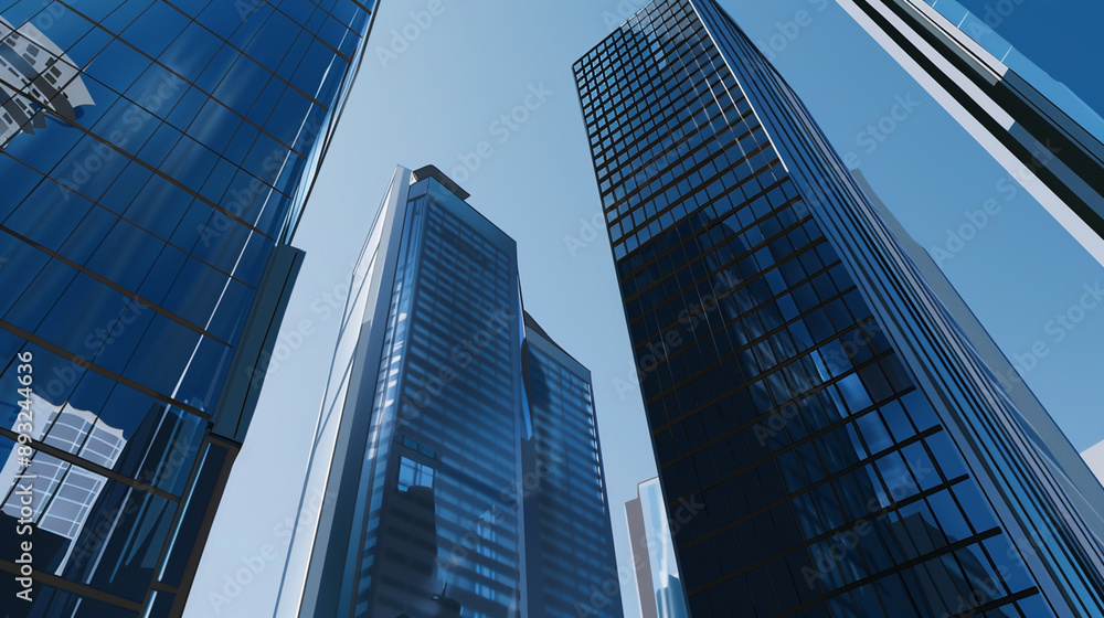 A futuristic skyscraper with a sleek, reflective glass facade rising against a clear blue sky, showcasing modern urban architecture and advanced design A futuristic skyscraper with a sleek, reflective glass facade rising against a clear blue sky, showcasing modern urban architecture and advanced design