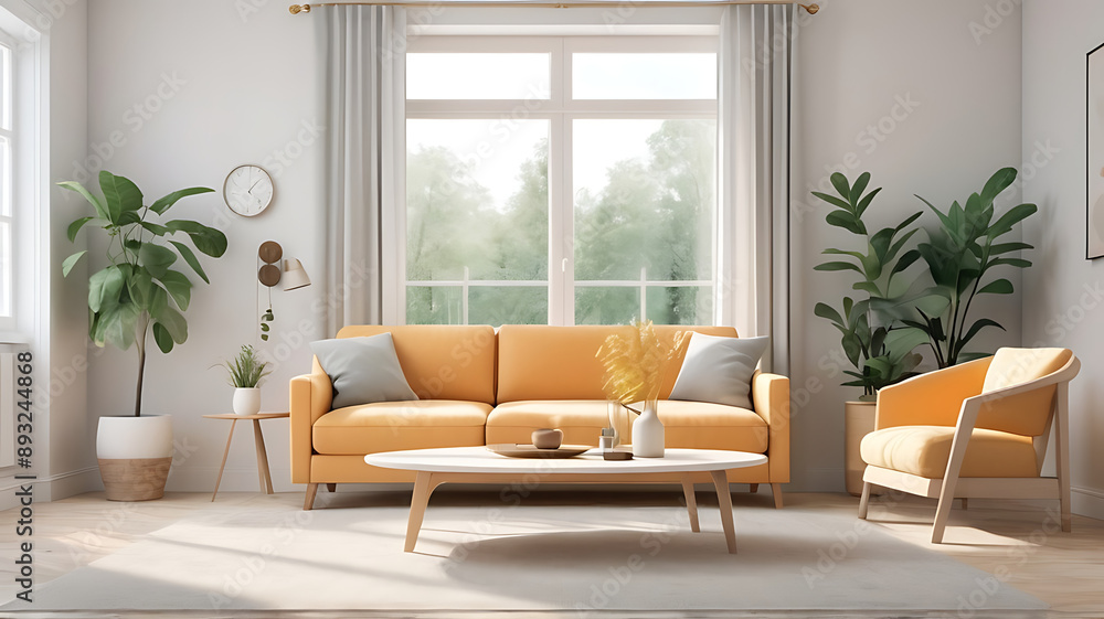 A Scandinavian-style sofa in a bright, airy living room, symbolizing simplicity and natural beauty. A Scandinavian-style sofa in a bright, airy living room, symbolizing simplicity and natural beauty.