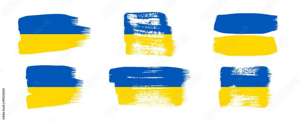 Obraz premium Set of Ukrainian national flags