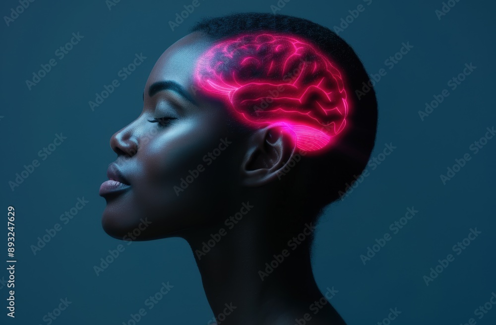 Glowing brain inside a person's head Glowing brain inside a person's head