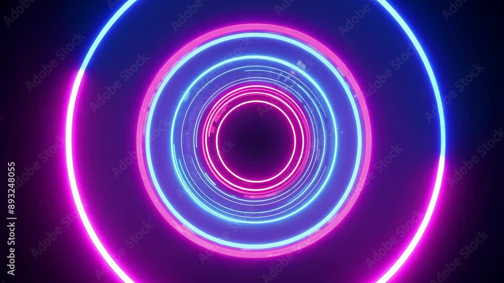 Futuristic neon vortex with spinning circular light rings Futuristic neon vortex with spinning circular light rings