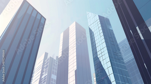 Wallpaper Mural A futuristic skyscraper with a sleek, reflective glass facade rising against a clear blue sky, showcasing modern urban architecture and advanced design Torontodigital.ca