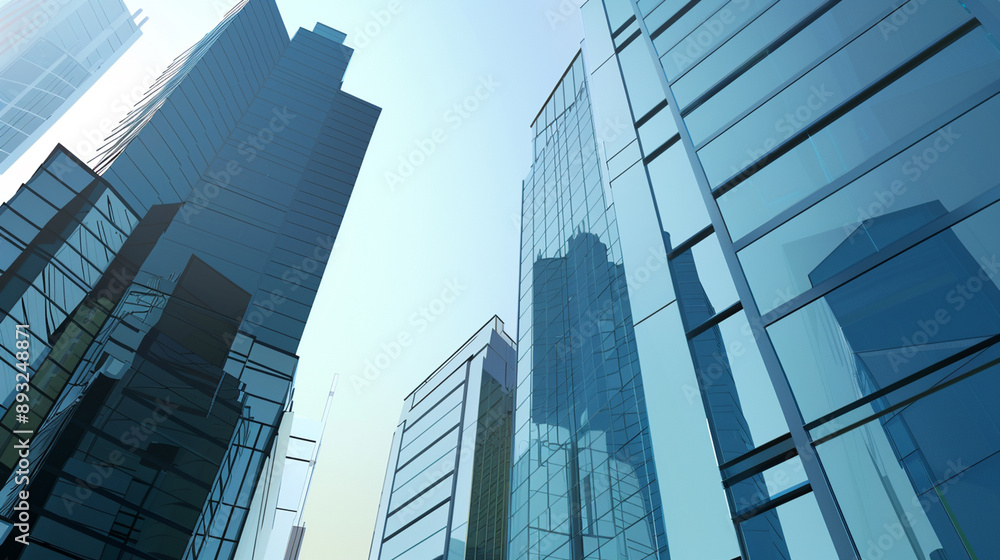 A futuristic skyscraper with a sleek, reflective glass facade rising against a clear blue sky, showcasing modern urban architecture and advanced design A futuristic skyscraper with a sleek, reflective glass facade rising against a clear blue sky, showcasing modern urban architecture and advanced design