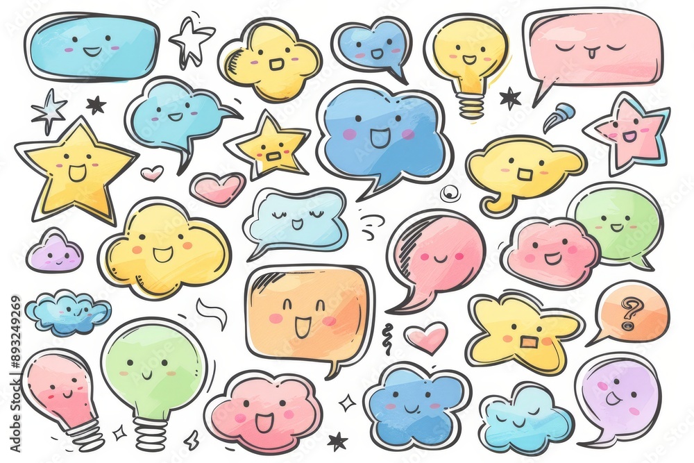 doodle style speech bubbles doodle style speech bubbles