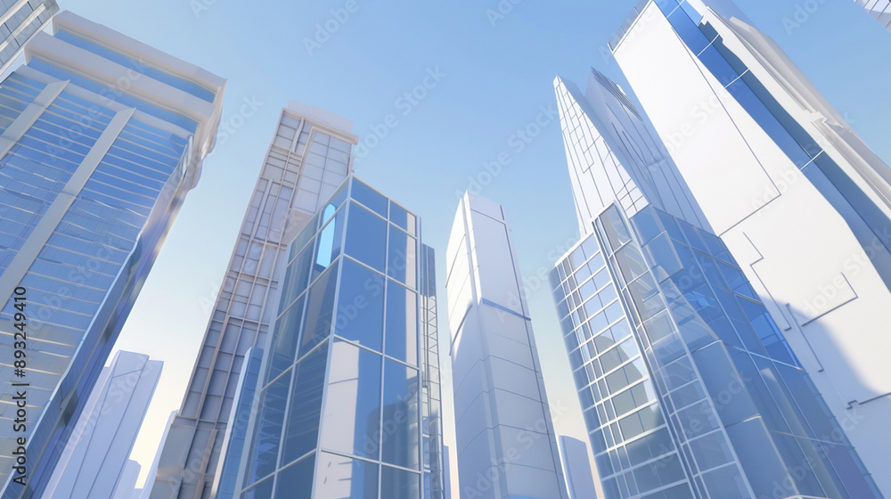 A futuristic skyscraper with a sleek, reflective glass facade rising against a clear blue sky, showcasing modern urban architecture and advanced design A futuristic skyscraper with a sleek, reflective glass facade rising against a clear blue sky, showcasing modern urban architecture and advanced design